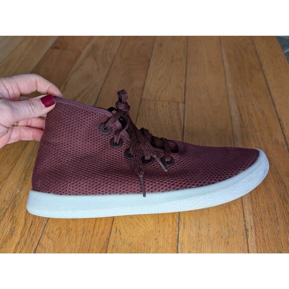 Allbirds Tree Toppers High Top Sneakers Burgundy Sustainable Wool Women's Size 8 - Picture 5 of 8